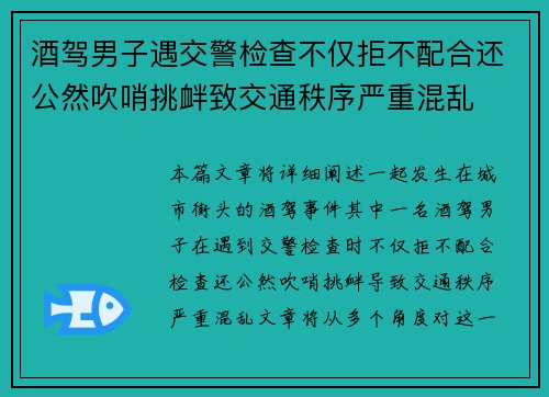 酒驾男子遇交警检查不仅拒不配合还公然吹哨挑衅致交通秩序严重混乱